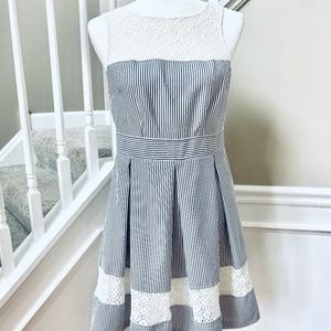 Women's Seersucker Lace Dress